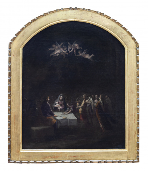 ESCUELA SEVILLANA, SIGLO XVIISagrada Familia servida por l