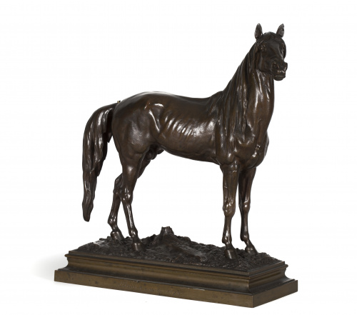 Prosper Lecourtier (1855-1924) Caballo en bronce patinado e