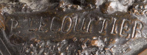 Prosper Lecourtier (1855-1924) Caballo en bronce patinado e