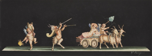 VINCENZO BISOGNO (Italia, 1866-?)Pareja de escenas con puti
