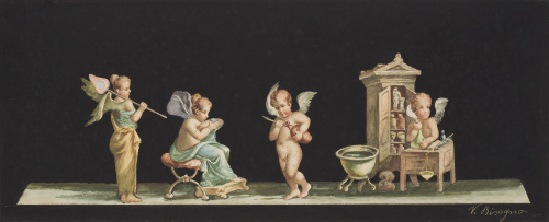 VINCENZO BISOGNO (Italia, 1866-?)Pareja de escenas con puti