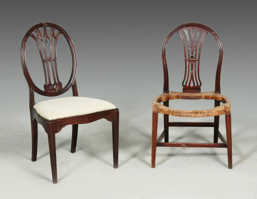 Silla de madera de caoba.Trabajo inglés, ffs. del . XVIII