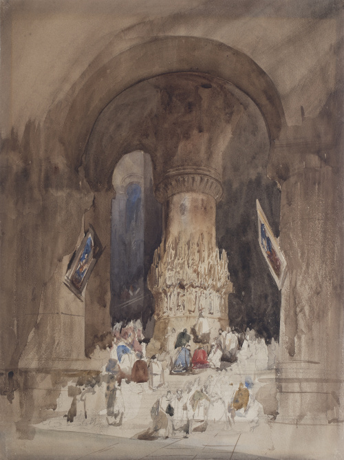 ESCUELA INGLESA, SIGLO XIXVista del interior de una iglesi