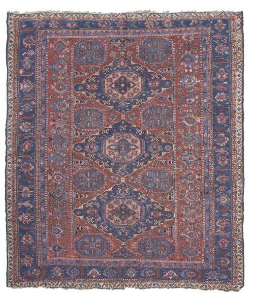 Alfombra Soumak en lana de campo rojo.Cáucaso.