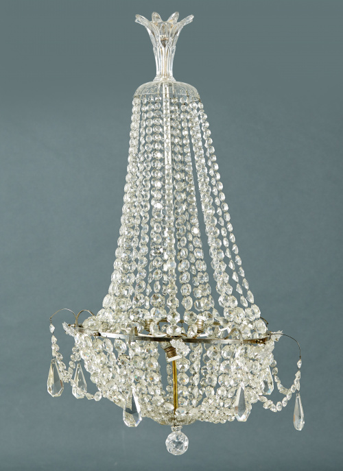 Lámpara de estilo Carlos IV de cristal  facetado y pandeloc