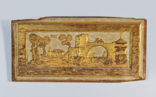 Panel de madera tallada, policromada y dorada por ambas car