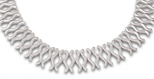 Collar Italiano de pavé de brillantes en aspas sinuosas de 