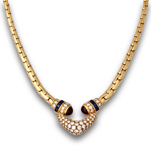 Gargantilla con centro a modo de corazón de pavé de brillan