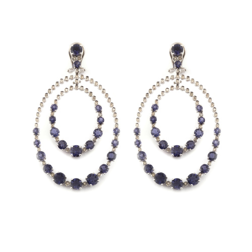 Pendientes con grandes dobles aros ovalados de brillantes e