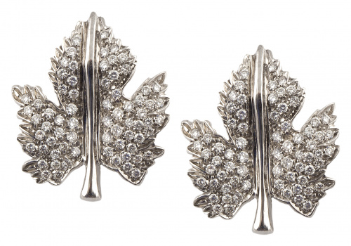 Pendientes de brillantes en forma de hoja de arce