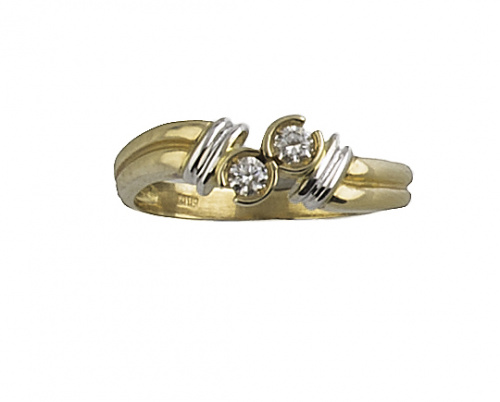 Sortija tú y yo con dos brillantes en oro blanco y amarillo 
