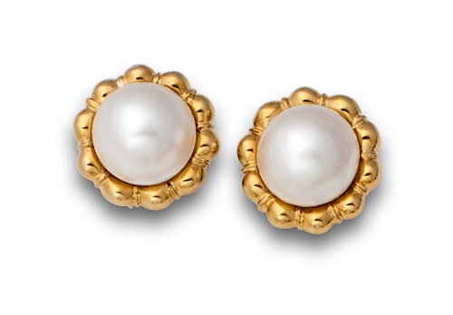 Pendientes flor perla mabe japonesa de 19/20 mm en marco ga