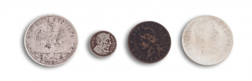 Lote de 3 monedas y una medalla: 