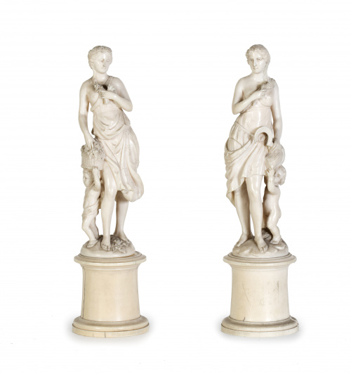  “La Agricultura” y “La Primavera”. Pareja de esculturas en