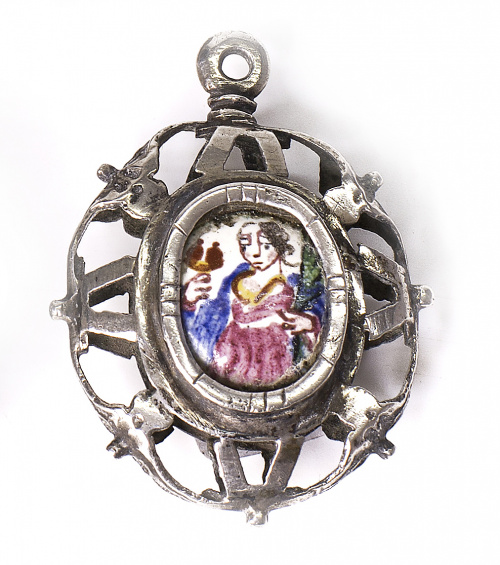 “Santa Águeda”, marco de plata calada y esmalte, S. XVII - 