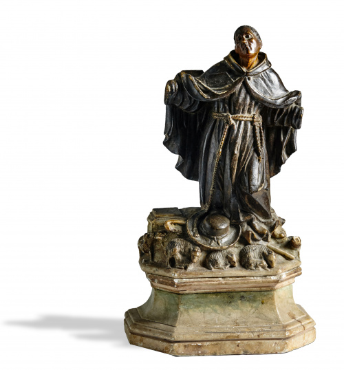 San Pascual Bailón, alabastro policromado.Valencia, s.XVIII