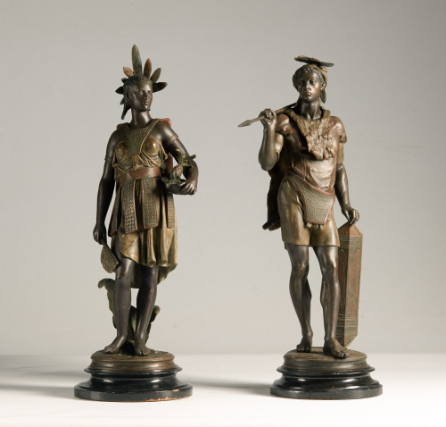 Jean Jules Salmson ( 1823-1902).Dos escultura de bronce qu