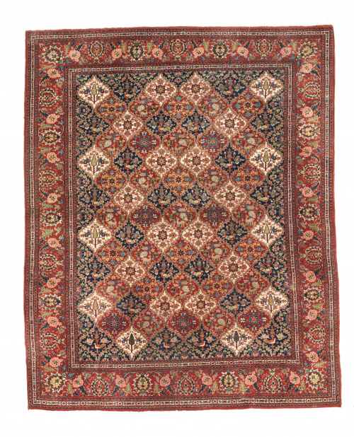 Alfombra en lana Bakhtiari, con decoración vegetal.Persia