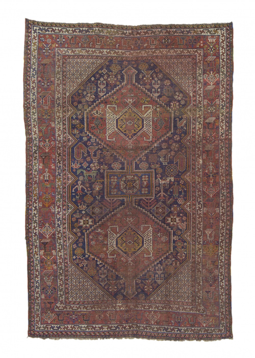 Antigua alfombra tribal, Gasgai, Persia.