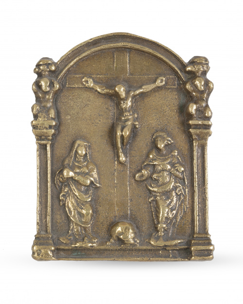 “La Crucifixión”.Porta paz en bronce.S. XVII.