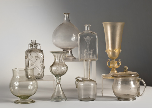 Botella en vidrio soplado.Castilla, Cadalso de los Vidrios