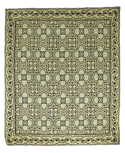 Alfombra en lana de nudo español, con decoración de flores.