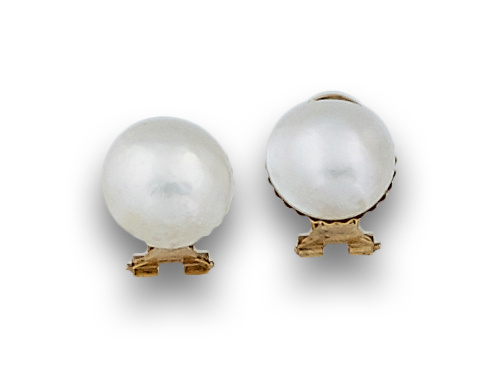 Pendientes con perlas Mabe de 12 mm en oro amarillo de 18K.