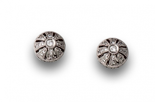 Pendientes de brillantes en forma de botón estilo Art-Decó 