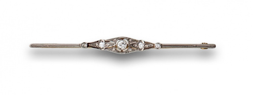 Broche alfiler Art-Decó con brillante central de 0,35 ctes 