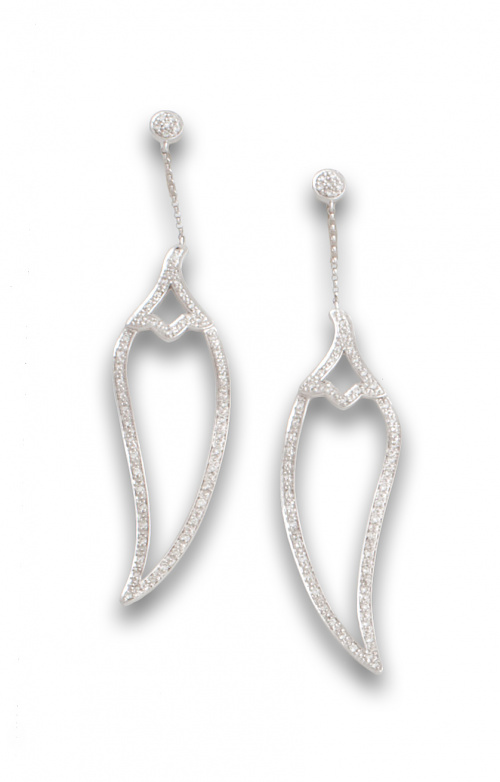 Pendientes largos de brillantes con contorno en forma de ho