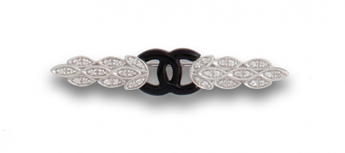 Broche alfiler estilo Art-Decó con brillantes y dos aros de