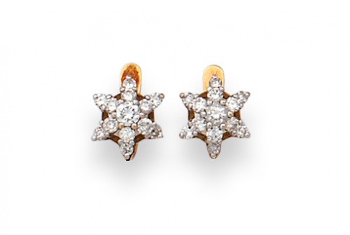 Pendientes de brillantes en forma de estrella en oro bicolo