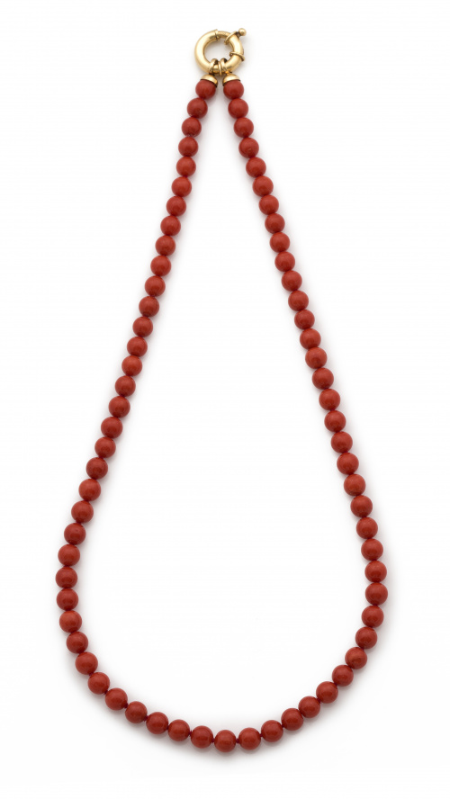 Collar de cuentas de coral mediterráneo de 7mm con cierre d