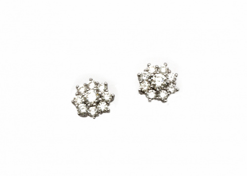 Pendientes rosetón de brillantes con centro de 0,41 ct y or