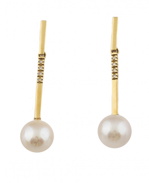 Pendientes largos con perla cultivada de 11 mm colgante de 