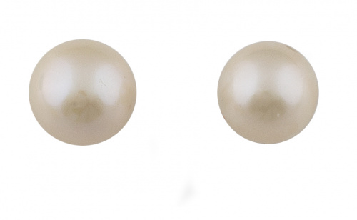 Pendientes de perlas abotonadas de 13 mm en oro blanco de 1