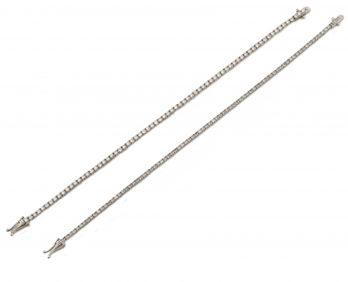 Pulsera rivière de brillantes montados en garras de oro bla