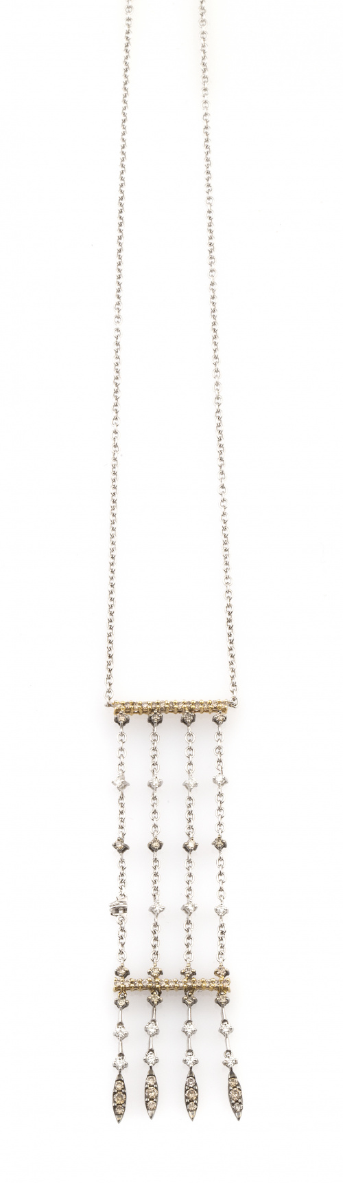 Gargantilla con centro de brillantes blancos y brown en cad