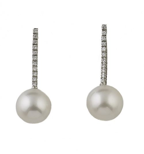 Pendientes largos con perlas de 11,5 mm colgantes de línea 
