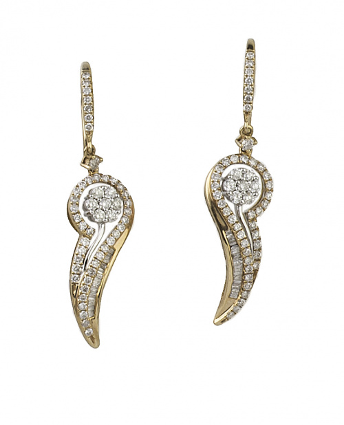 Pendientes en forma de ala estilizada con brillantes que su