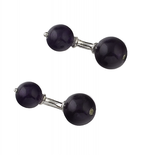 Gemelos dobles de diseño de esferas de amatista adornada po