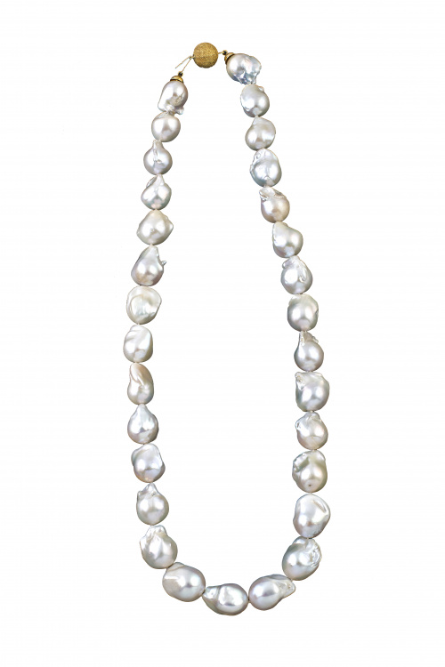 Collar largo de perlas barrocas de los mares del sur con ta