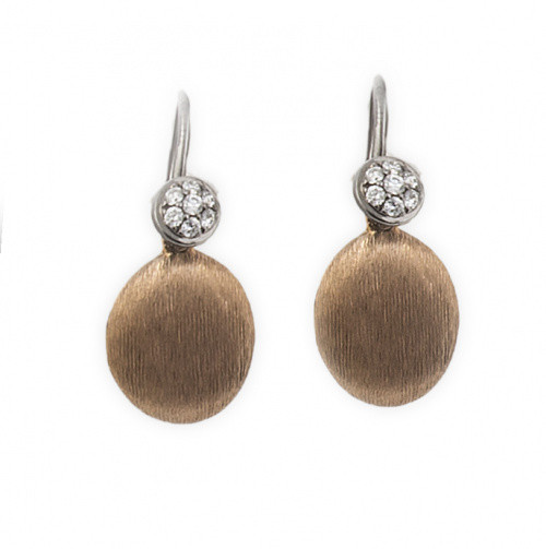 Pendientes con semiesferas de brillantes y óvalos de oro ro