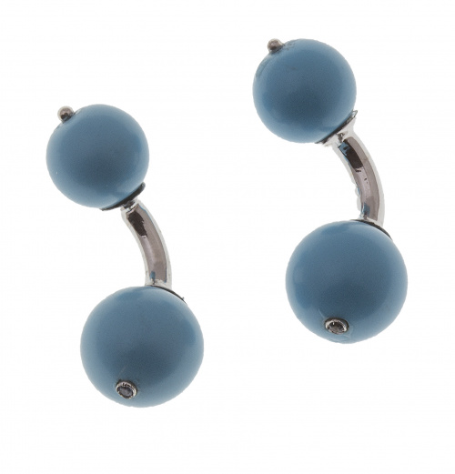 Gemelos dobles con esferas de turquesa, la mayor adornada c