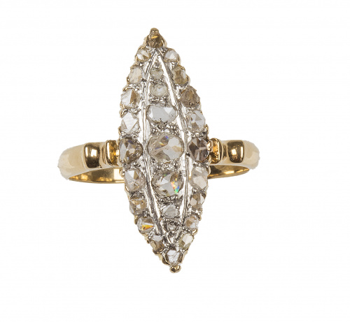 Sortija lanzadera de diamantes de ff. S. XIX