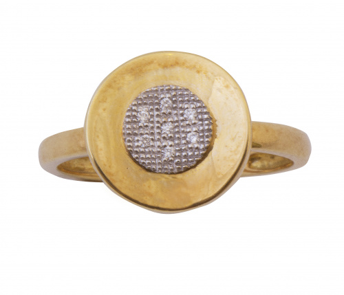 Sorfija con centro circular de pavé de brillantes enmarcado