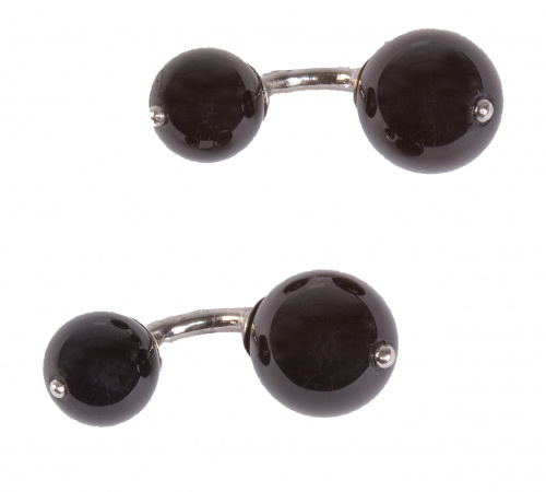 Gemelos dobles con dos esferas de ónix de diferente tamaño