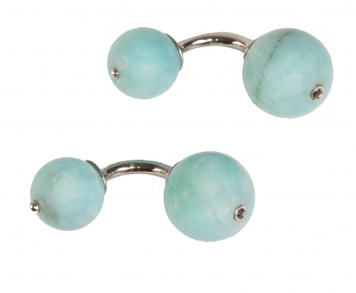 Gemelos dobles con esferas de amatista oscura con un rubí e