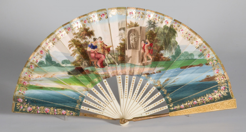 “Alegoría del Amor”Abanico con país grabado, iluminado y p