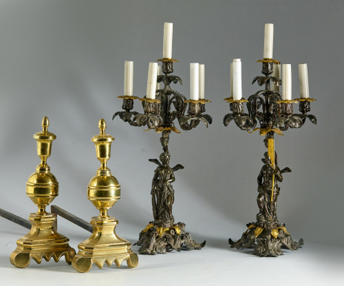 Pareja de candelabros de bronce de seis luces.Francia S.XIX